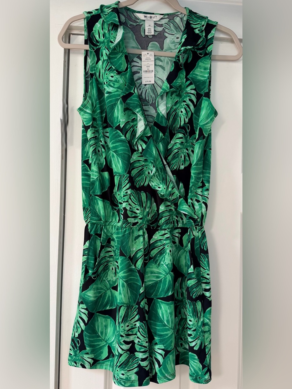 White House Black Market Green Leaf Print Romper